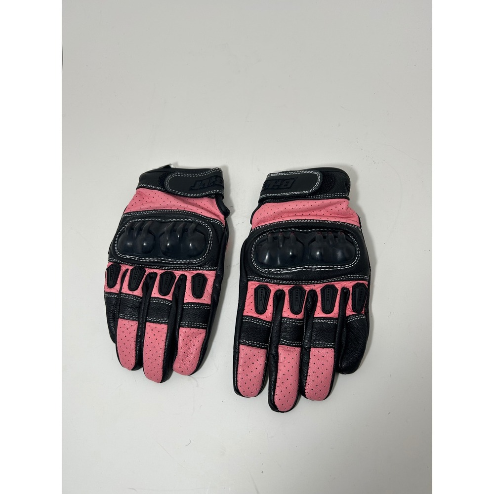 BILT Womens Motorcycle‎ Gloves Pink Black Leather Hard Knuckle Size Small - Picture 2 of 9